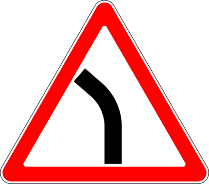 Дорожный знак 1.11.2 опасный поворот левый ГОСТ купить